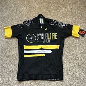 NWT CycleLife Studio Black and Yellow Cycling Jersey